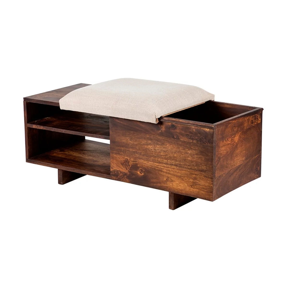 Brown Wood Storage Bench J4614