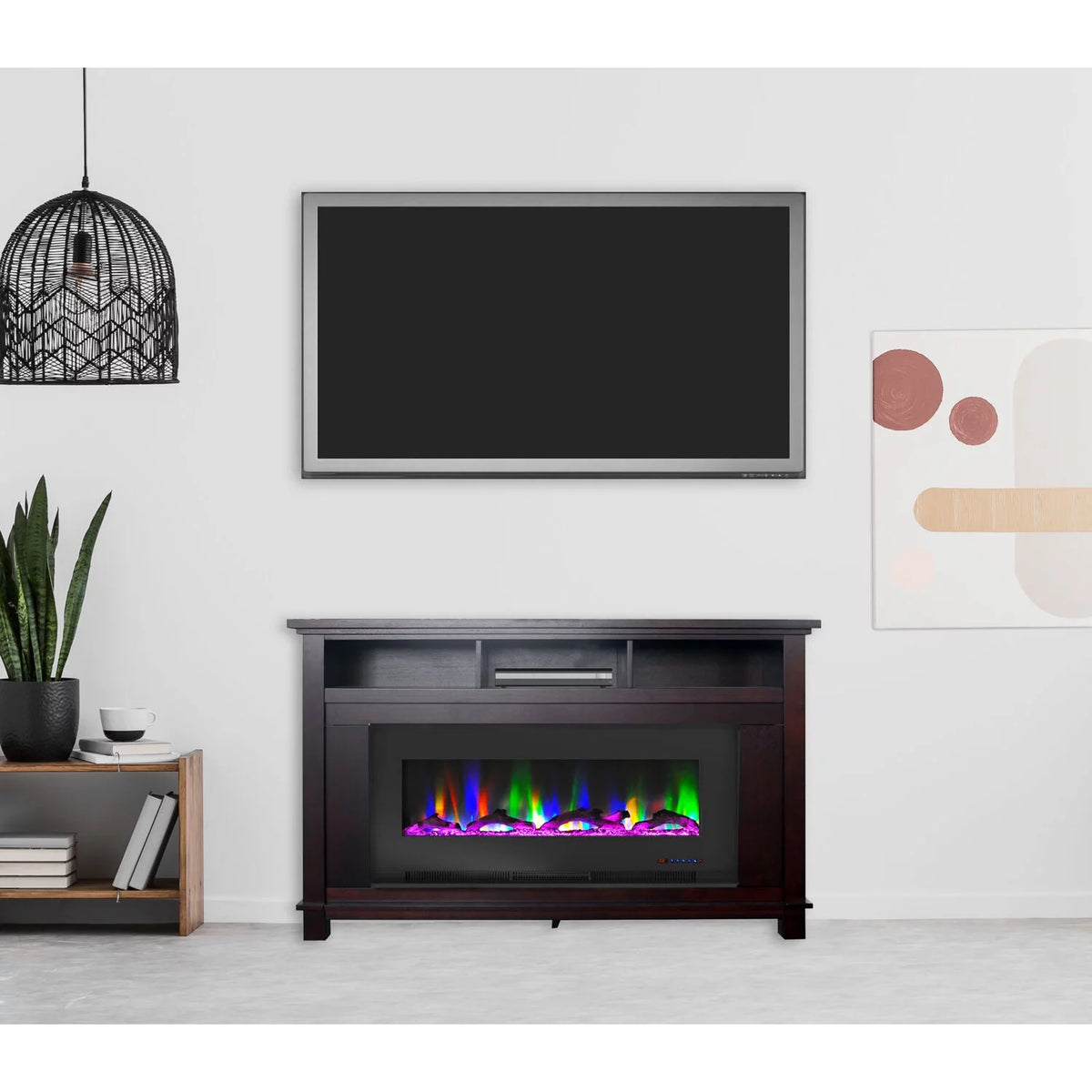 Mahogany Electric Fireplace TV Stand with LED Heater Insert V266
