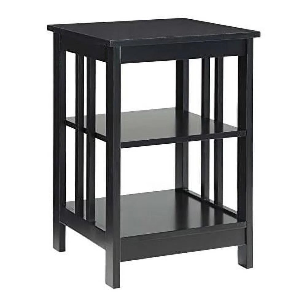 Black Wood End Table with Middle and Bottom Shelf W918330