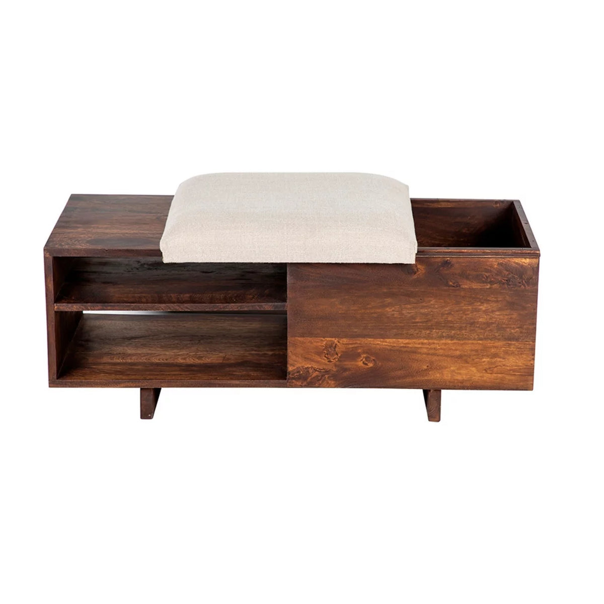 Brown Wood Storage Bench J4614