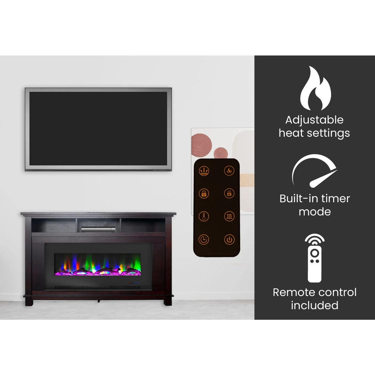 Mahogany Electric Fireplace TV Stand with LED Heater Insert V266