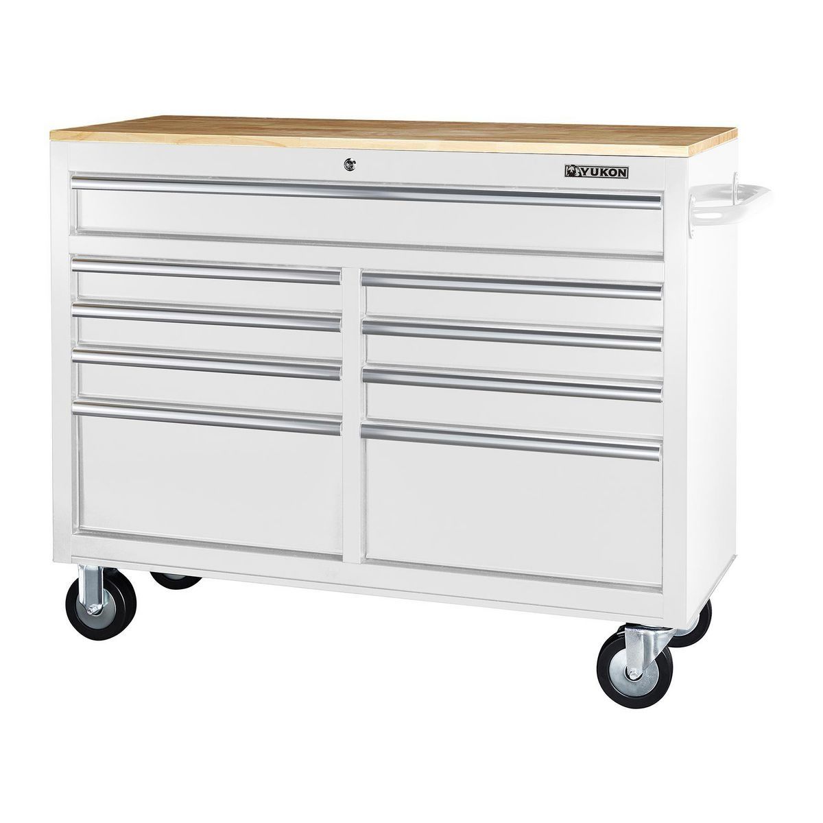 Black 9-Drawer Mobile Storage Cabinet with Solid Wood Top Q37203