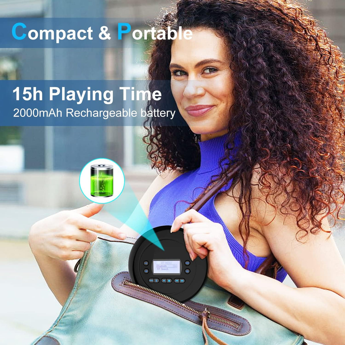 Pack of 2 Portable Bluetooth CD Player with Dual Headphone Jack M40990