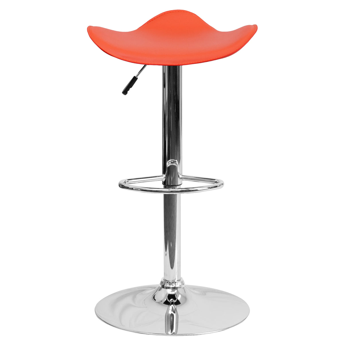 Orange Vinyl Adjustable Height Barstool with Chrome Base V76401