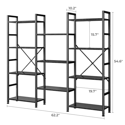 4 Tier Rustic Brown Bookshelf with 11 Open Shelves D7824