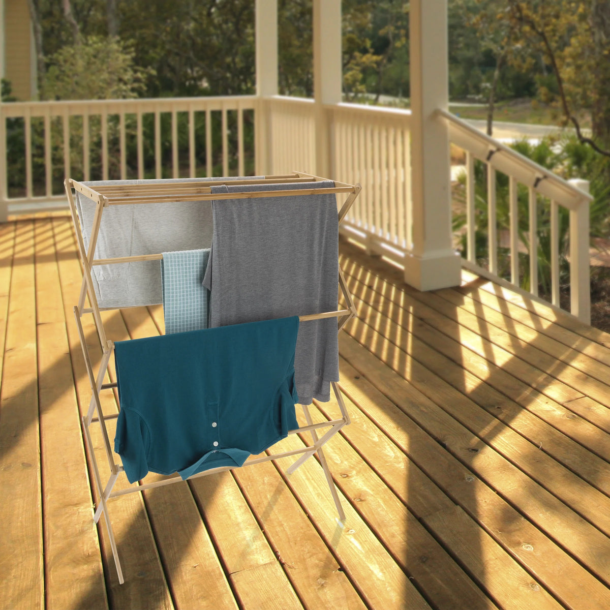 Collapsible Bamboo Clothes Drying Rack H482879