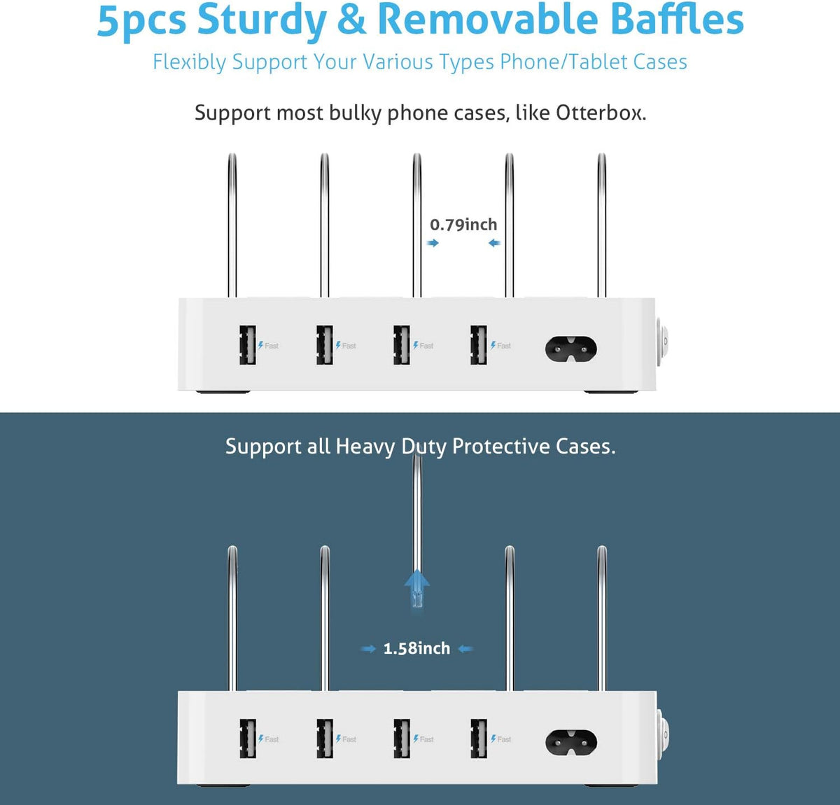 4-Port Charger Station with 6 Mixed Charging Cables, Pack of 2 X446