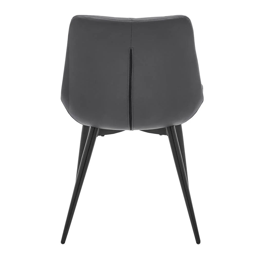 Gray Black Faux Leather Dining Chair Set of 2 Y960450