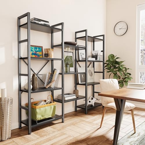 4 Tier Rustic Brown Bookshelf with 11 Open Shelves D7824