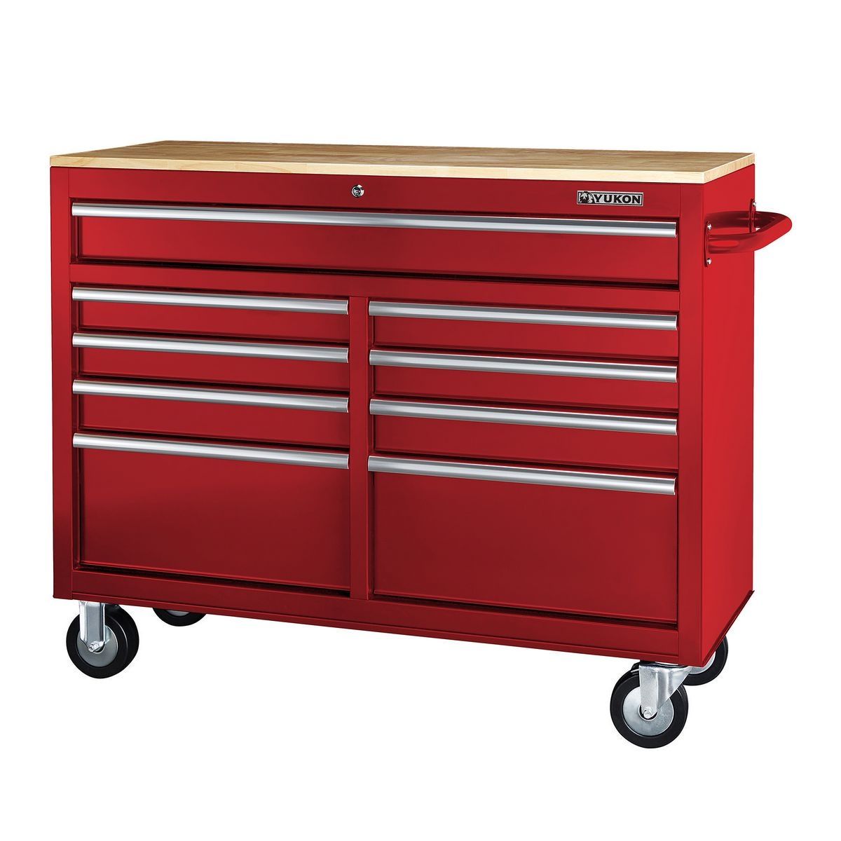 Black 9-Drawer Mobile Storage Cabinet with Solid Wood Top Q37203