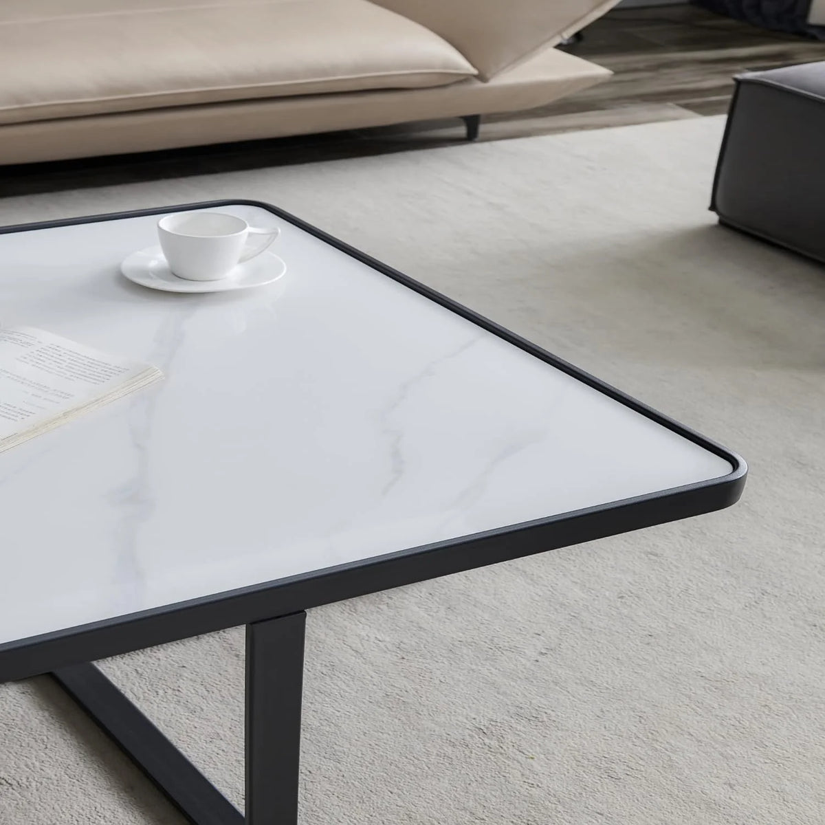 31.5 Inch Square Coffee Table with Sintered Stone Tabletop A3370