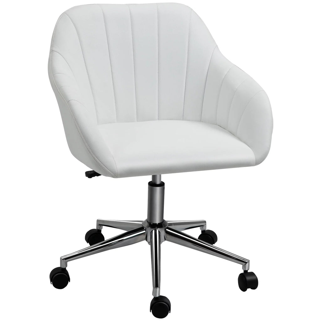 White Steel Task Chair with Swivel and Adjustable Height E23601