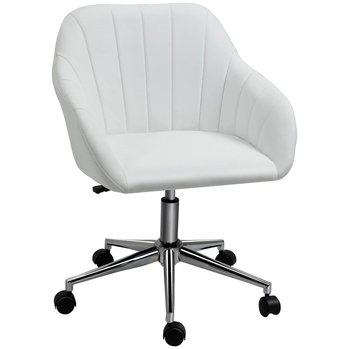 White Steel Task Chair with Swivel and Adjustable Height E23601