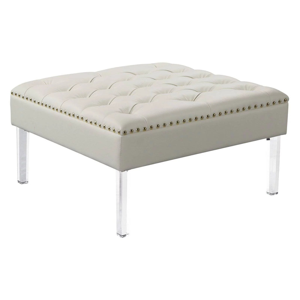 Square Tufted PU Leather Upholstered Ottoman I584