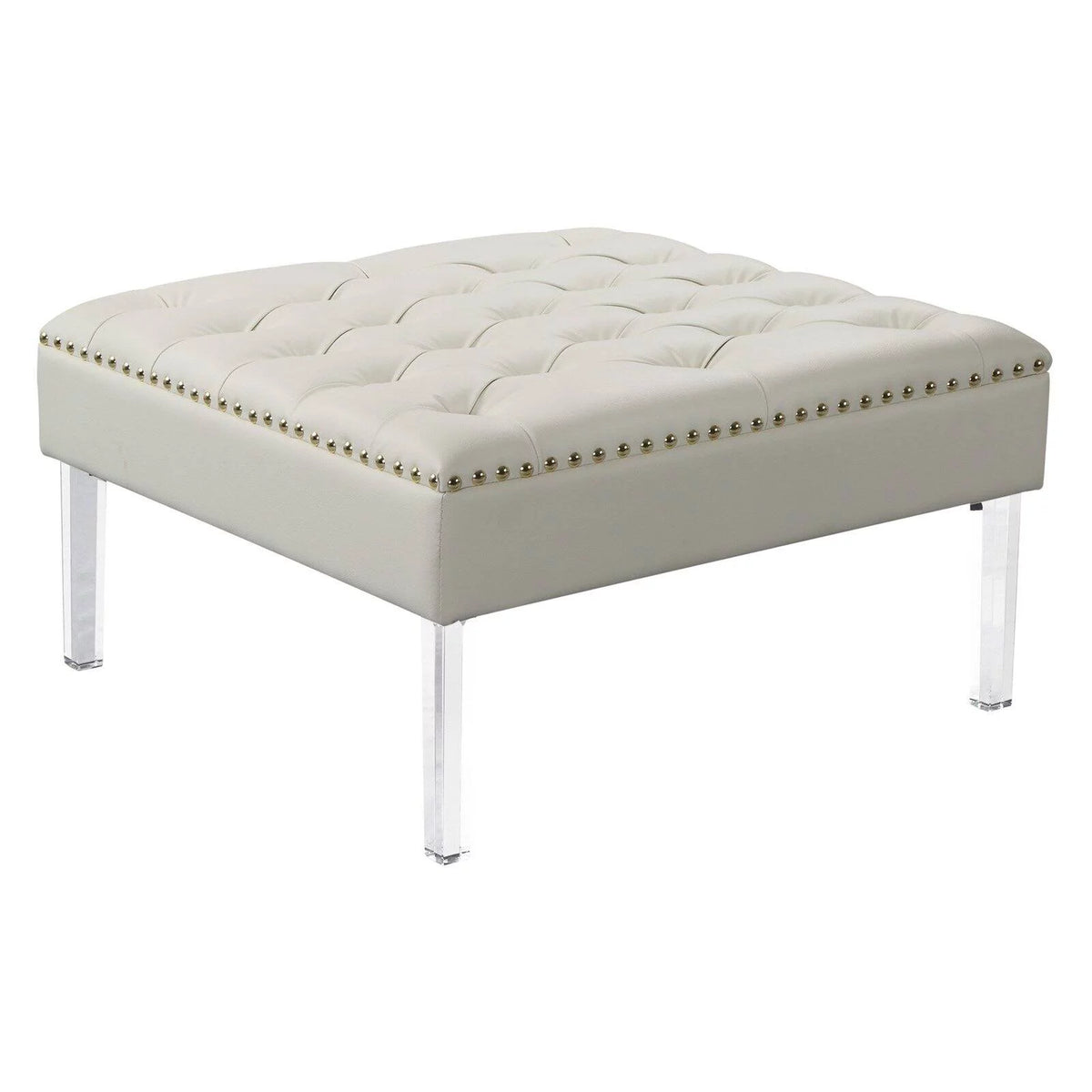 Square Tufted PU Leather Upholstered Ottoman I584