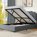 King Lift Up Storage Velvet Upholstered Platform Bed Frame N4646