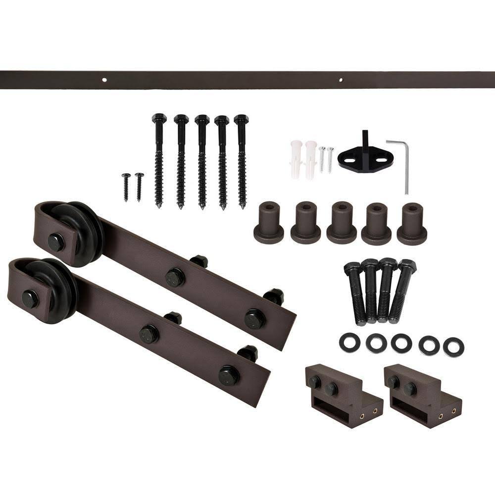 Weather Gray Solid Knotty Pine Wood Interior Sliding Barn Door with Hardware Kit S7865