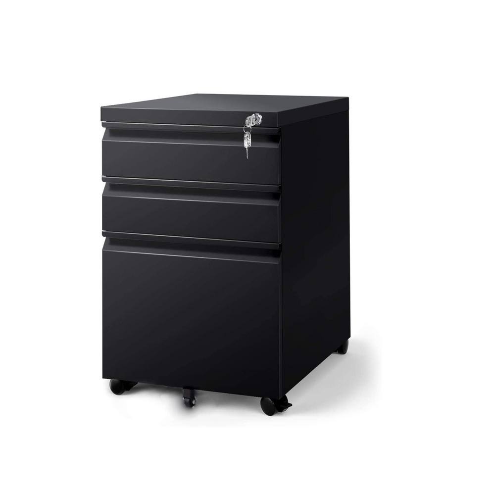 Black Locking 3-Drawers Vertical Desk Cabinet M89063