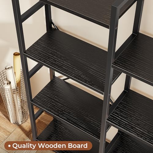 4 Tier Rustic Brown Bookshelf with 11 Open Shelves D7824