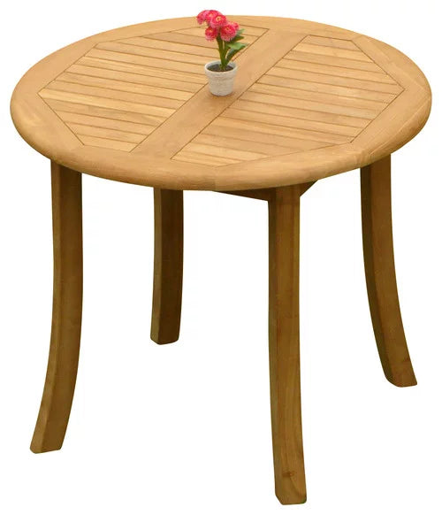 3 Pc Teak Dining Set with 36" Round Table and 2 Stacking Arm Chairs Y9379