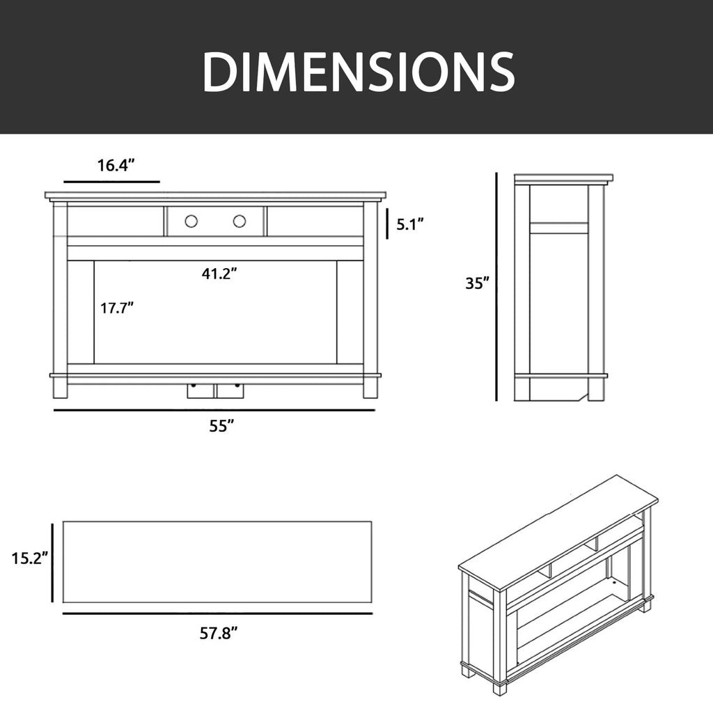 Mahogany Electric Fireplace TV Stand with LED Heater Insert V266