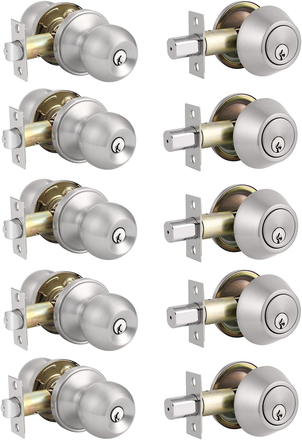 Front Door Handleset with Single Cylinder Deadbolt in Satin Nickel Finish O258493