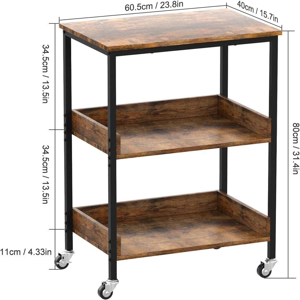 3-Tier Kitchen Utility Storage Cart with Rolling Wheels K53464